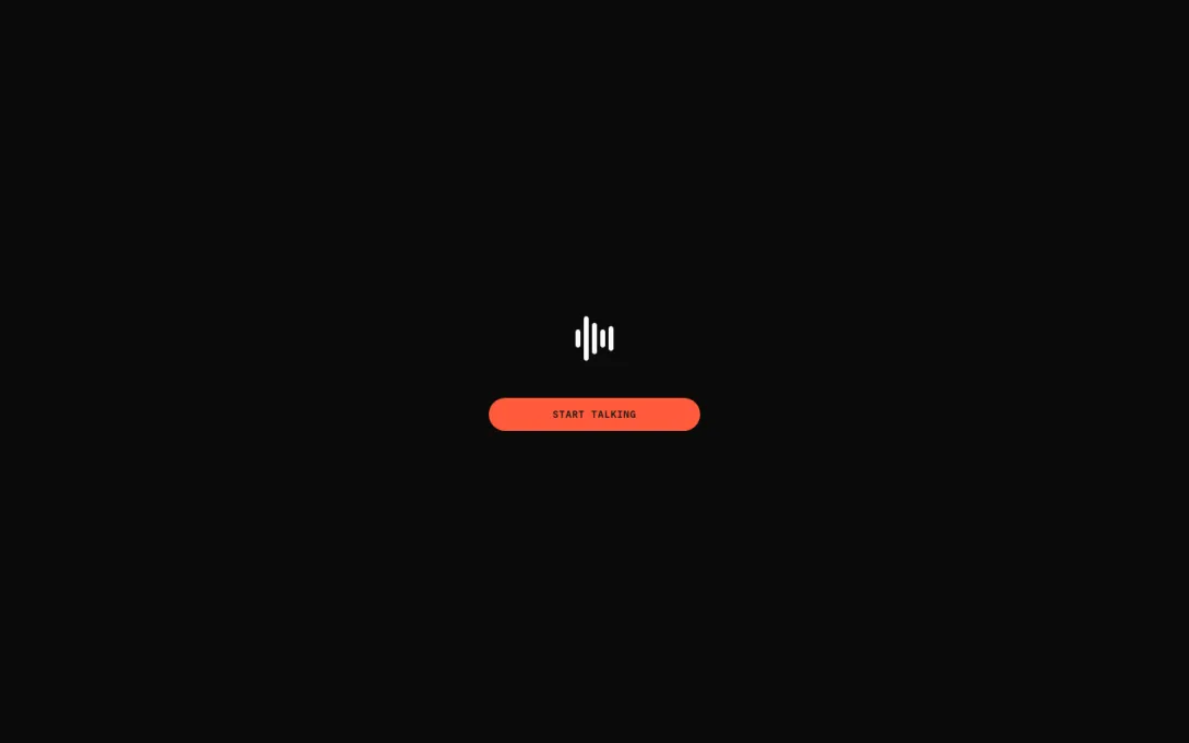 iwanttotalk.xyz: a dark screen with a waveform icon and a single Start Talking button
